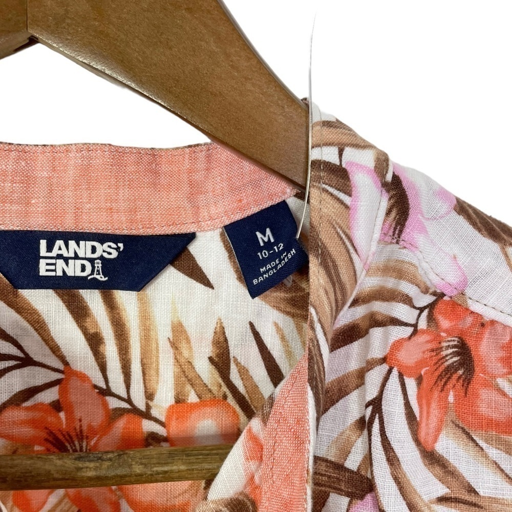 New Land's End Linen A-Line Palm and Floral Print Tunic Top Shirt New NWOT - Picture 11 of 14